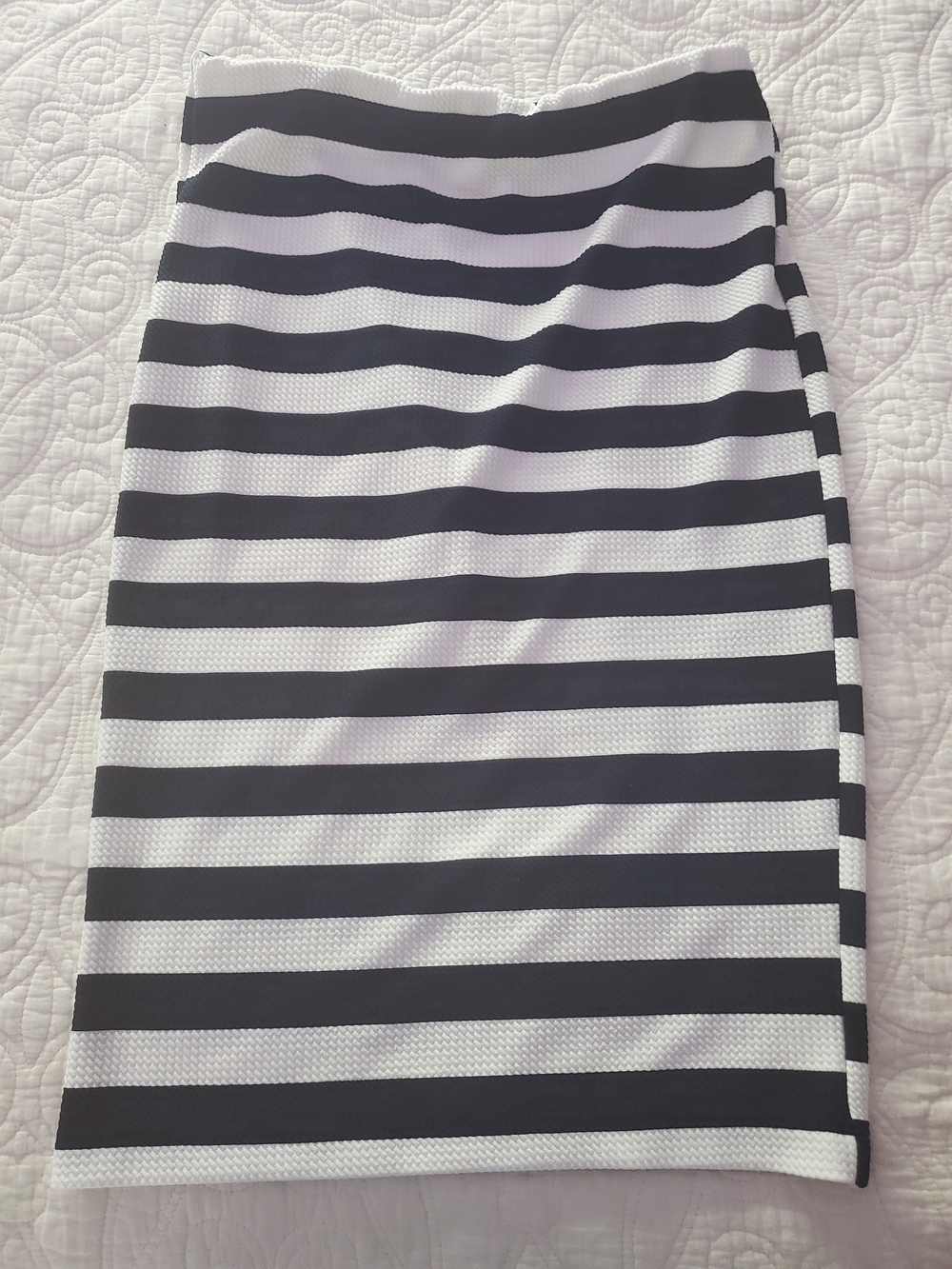 Women's Blue and White Striped Pencil Skirt